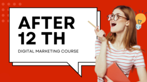 Student choosing a digital marketing course after 12th grade for career growth, studying on laptop