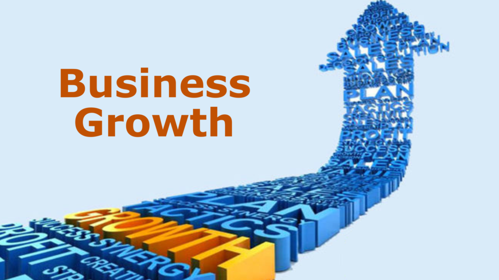 Arrow made of business-related words representing sales and profit growth for companies