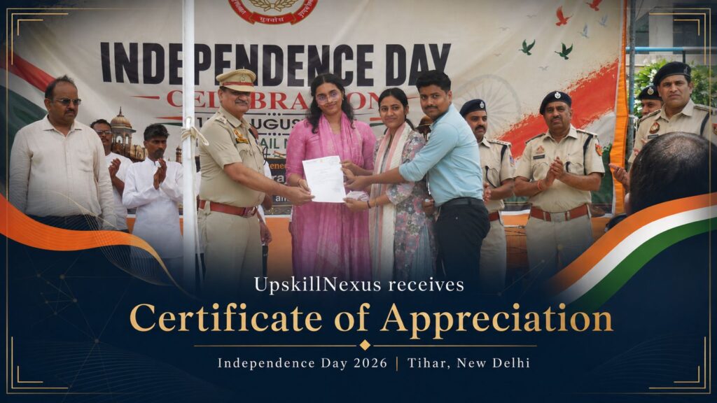 UpskillNexus receives Certificate of Appreciation during Independence Day celebrations at Tihar Jail